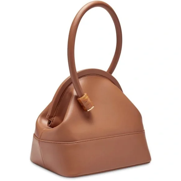 Like NEW Louise et Cie Isel Leather Toasted Almond Frame Novelty Curve Handle - Picture 5 of 13